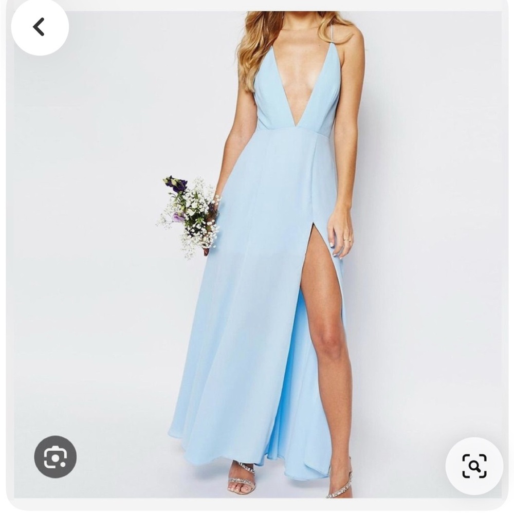 Fame & Partners Placid Blue Valentina Maxi Dress with Cutout Back